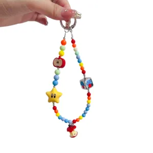 DIY colorful beaded phone charm cute dopamine style bag pendant cute kawaii accessories strap