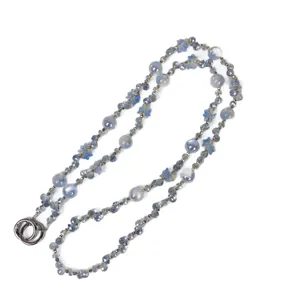 Luxury iridescent crystal flower beaded cross-body phone chain sparkling charm strap for women