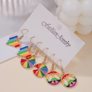 Bunt Regenbogen Emaillierte Ohrringe Set Legierung Tropfen Ohrhänger Schmuck für Frauen.