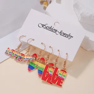 Bunt Emaillierte Liebe Buchstabe Herz Ohrringe Set Modeschmuck Damen Accessoires