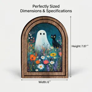 Halloween fantasma gatto nero pittura cornice di legno decorazione della tavola casa