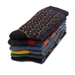 Stilvolle gemusterte Herren Baumwollsocken im Set, bequeme Freizeitsocken lang.