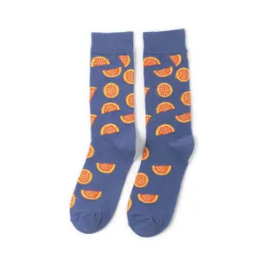 Herren Socken mittelhoch Baumwolle mit niedlichem Pixel Orangen Frucht Muster Alltag.