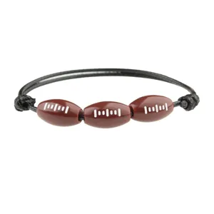 Bracciale intrecciato con perline di football sportivo per uomo e donna, gioiello casual.