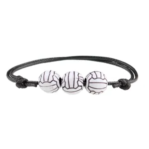 Braccialetto intrecciato con perline di pallavolo sportiva, elegante corda da polso atletica.