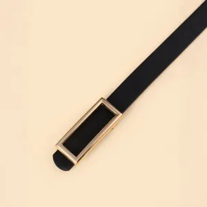 Ceinture fine en cuir pour femme avec boucle rectangulaire dorée pour jean et mode