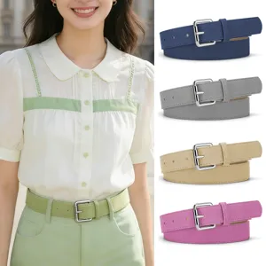 Damen PU Leder Mattierte Dornschließe Dünner Gürtel Klassisch Lässig Kleid Jeans Gürtel Retro Vielseitiges Taillenband Zubehör