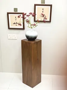 Solid wood stool walnut wabi-sabi display stand entry accent table minimalist decor.