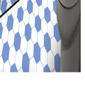 Adesivo per pavimento esagonale blu e bianco pellicola piastrelle PVC per bagno cucina.