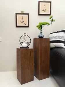 Solid wood stool walnut display stand wabi-sabi style side table flower rack for living room decor.