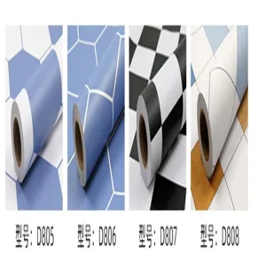 Rotoli di adesivi per pavimenti in PVC impermeabili autoadesivi con motivi geometrici.