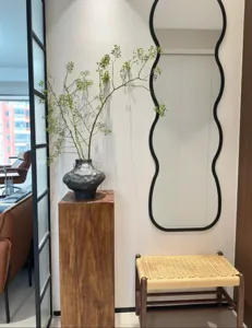 Wabi-sabi solid wood stump pedestal, entryway display stand and minimalist side table.