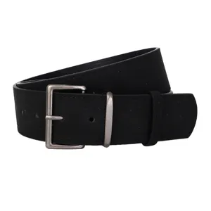 Ceinture en cuir noir mat pour femme avec boucle ardillon argentée idéale pour robes et jeans.