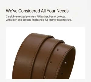 Détail de ceinture large pour femme en cuir PU marron, texture premium et belles coutures.