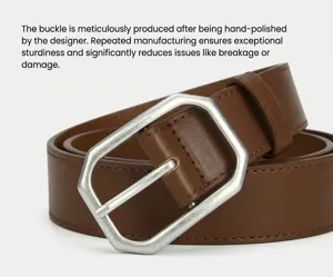 Ceinture femme en cuir PU avec boucle métallique élégante accessoire marron décontracté