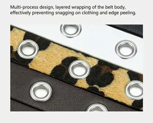 Ceinture fine en métal pour femme, sangle de taille décorative léopard et cuir uni chic.
