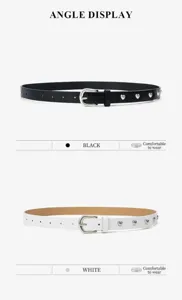 Women crocodile pattern leather belt with metal heart rivets, fashion waist accessory.