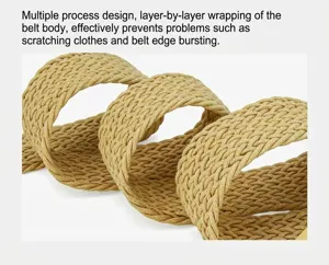 Detail view of casual women PP straw woven belt, showing fine texture and fine craftsmanship.