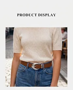 Stylish women's imitation leather belt featuring a chic moon pin buckle for daily commuting.