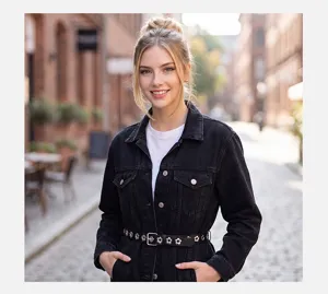 Punk style black PU leather belt with metal flower stud eyelets, versatile jeans waist accessory.