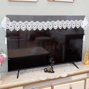 Witte kant tvhoes stofdichte bescherming voor flatscreen televisies decoratief