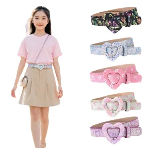 Ceinture Fille Strass Cœur Boucle Enfant Mode Étoile Robe Jean Taille Ceinture Neuf