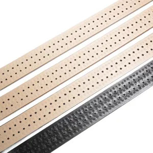 Women's pentagram perforated leather belt stylish punk style daily casual waist accessory