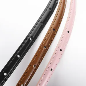 Cintura sottile in pelle verniciata da donna PU cinturino elegante dettaglio 3 colori