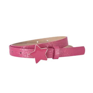 Kids fashion pink star belt, cute girls decorative waist strap for casual jeans and dresses.