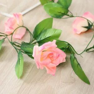 Artificial rose flower vine for home wedding decoration and photography background details