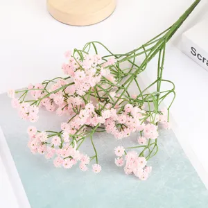 Detailed view of pink artificial baby's breath flower bouquet, perfect for home floral decor.