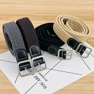 Cinturón de Nailon Tejido Casual y Minimalista para Hombres y Mujeres Cinturón de Entrenamiento Versátil para Estudiantes Hebilla de Perno de Aleación