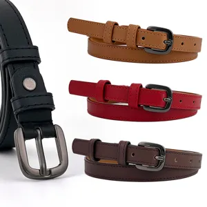 Ceinture en Cuir PU Casual Mode pour Femmes Simple Polyvalente Boucle en Métal Ceinture pour Jeans