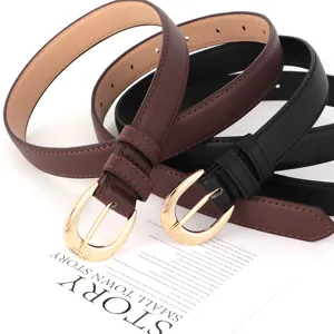 Dames leren riem set zwart bruin casual taille riem met gouden doorn gesp voor jurk