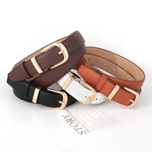Cinturón de cuero minimalista para mujer hebilla de espiga moda elegante para jeans multicolor