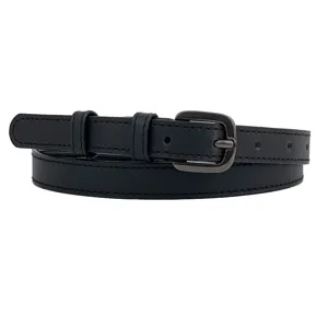 Ceinture en cuir noir classique pour femme avec boucle en métal élégante et chic