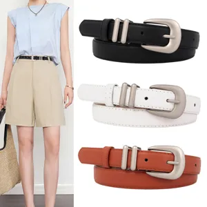 Dames Casual PU Lederen Riem Minimalistische Doornsnee Veelzijdige Effen Kleur Decoratieve Tailleriem Voor Jeans Pak Jurk