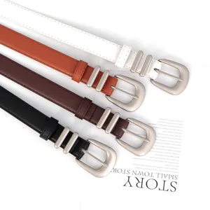 Dames PU lederen riem met metalen gesp, klassieke kleuren voor jeans en jurken.