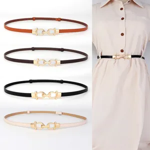 Dames Mode PU Leer Smalle Riem Minimalistische Metalen Gesp Casual Jurk Taille Riem Dunne Tailleband Accessoires