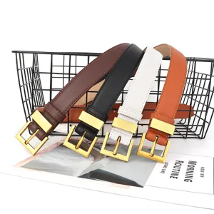 Ceinture en cuir de mode pour femme avec boucle carree ardillon pour jeans 4 couleurs