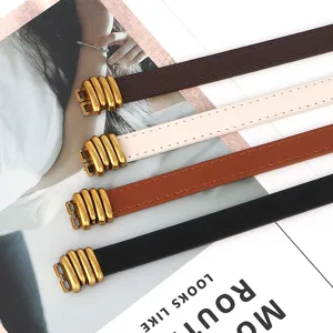 Dames smalle lederen riem set veelzijdig jurk jas taille decor retro metalen gesp strap