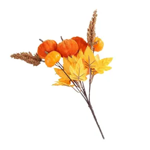 Autumn artificial velvet pumpkin maple leaf bouquet Halloween party festival home decor
