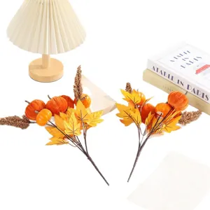 Halloween autumn artificial pumpkin floral branches maple leaves decoration prop set