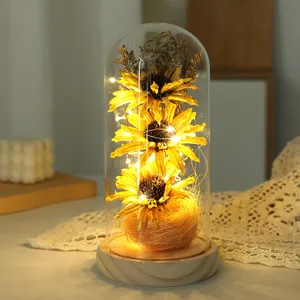 Girasole conservato cupola di vetro luce romantica LED luce notturna decorazione casa.