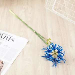 Artificial blue spider lily flower prop for photography, wedding home decor and hanfu photoshoots.