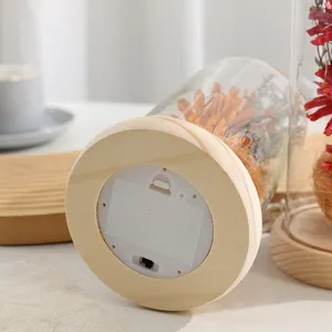 Dettaglio della base della lampada LED di fiori stabilizzati con vano batterie incluso.