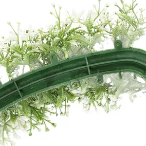 Artificial flower garland green plastic frame with white flowers for live backdrop decor