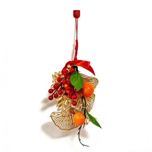 Chinese New Year hanging fruit decor artificial red berries golden leaves festive ornament