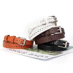 Ceinture femme cuir ajourée rétro fine ceinture élégante décorative pour jean robe