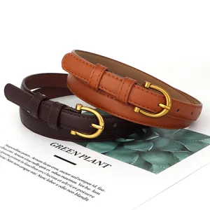 Ceinture Fine Femme Cuir Synthétique Boucle Ardillon Bronze Casual Jean Accessoire